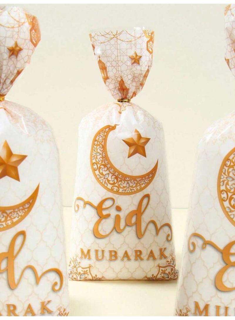 توزيعات العيد أكياس حلوى عيد مبارك 25 قطعة مع أربطة ذهبية تصميم فاخر للهدايا وضيافة العيد وزينة العيد - Image 3